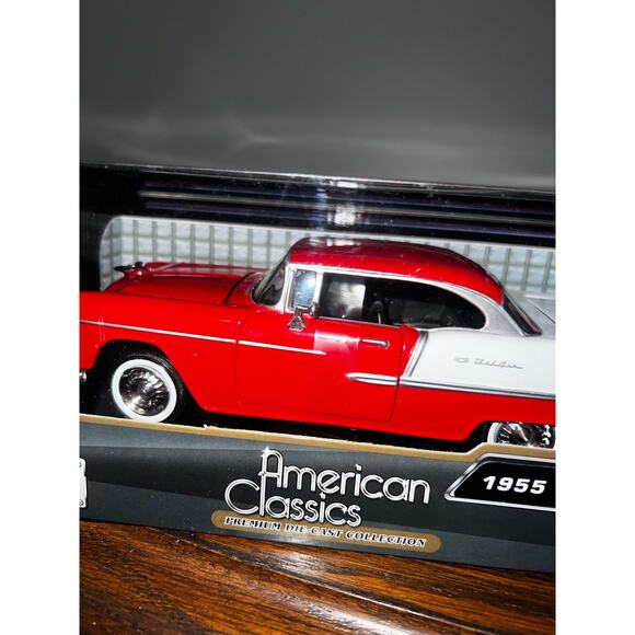 MotorMax 1955 Chevy Bel Air RED American Classics 1:24 Die Cast Car NEW in box - Picture 4 of 5
